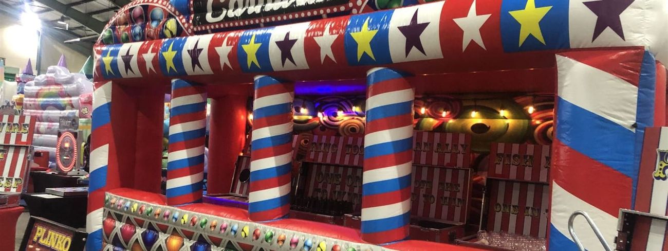 Inflatable carnival stall set up indoors