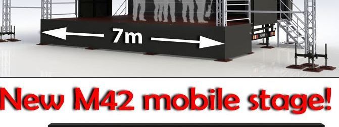 New M42 mobile stage product render with dimensions