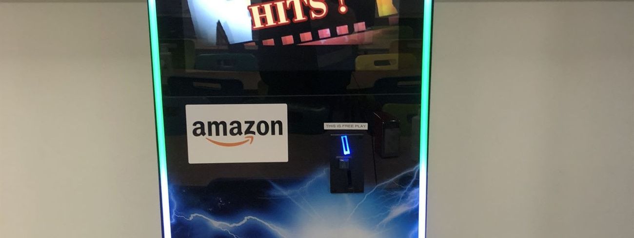 Jukebox with Amazon branding and Peavey speaker