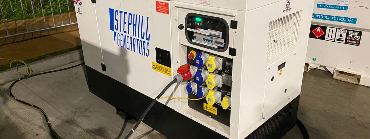 Generator powered up on site at night