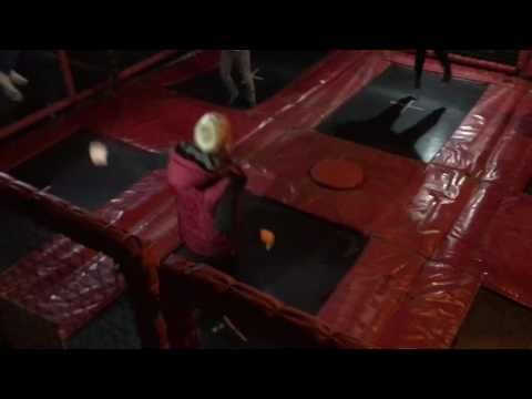 6 Bed Trampoline Set in action
