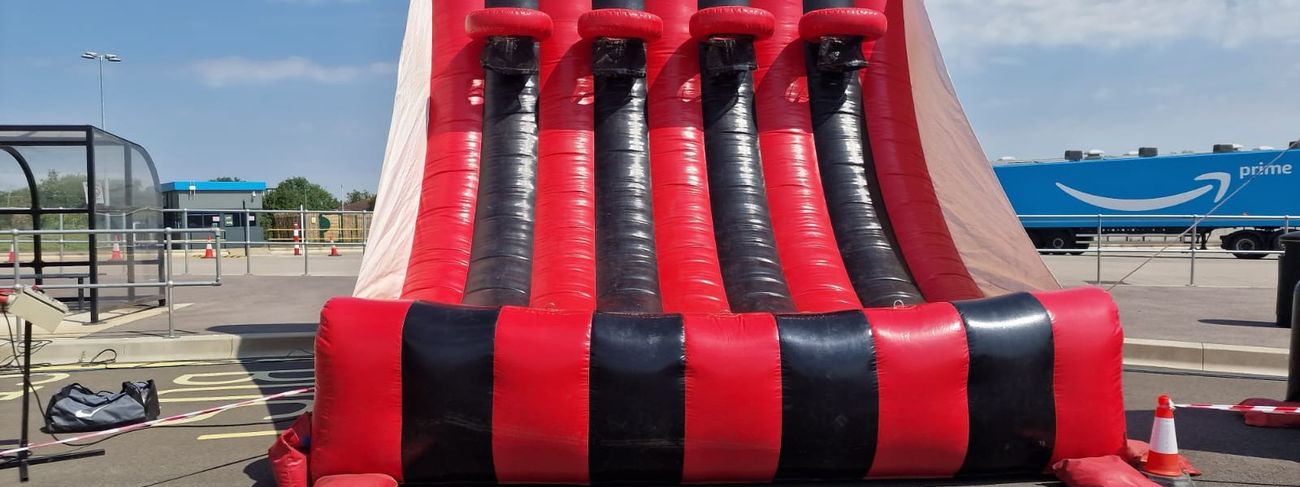 Inflatable basketball shootout game branded with Amazon Prime artwork