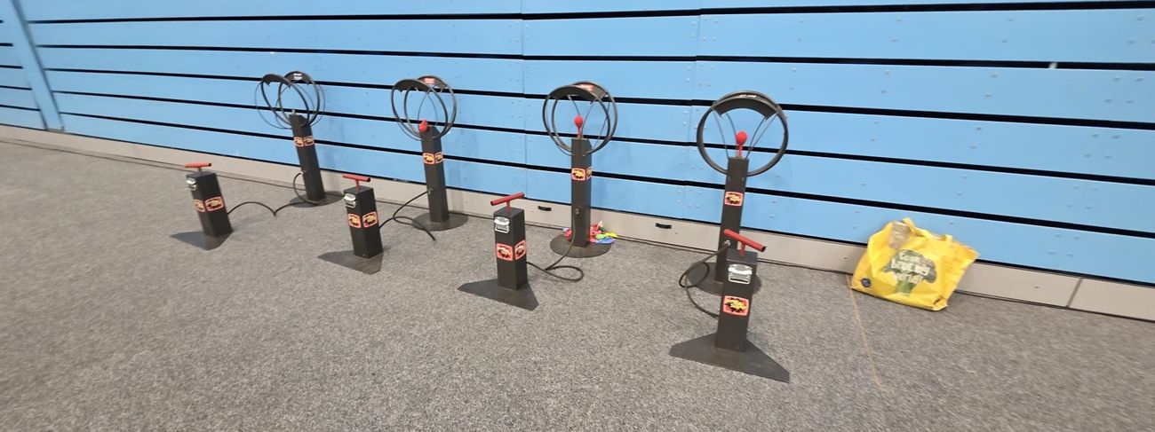 Row of five Batak Pro reaction games lined up on an exhibition stand with Guinness World Records branding