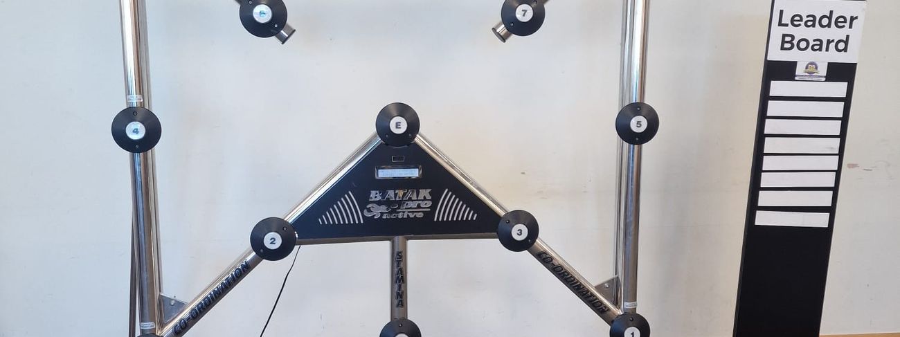 Batak Pro reaction game unit standing ready in the warehouse