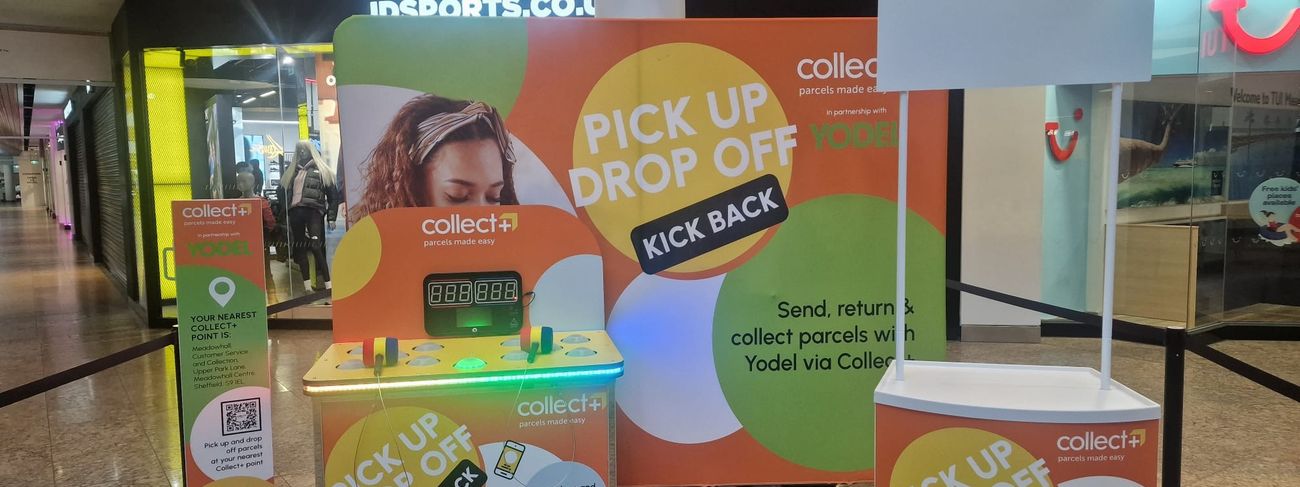 Full Collect+ branded stand build with custom games and dressing