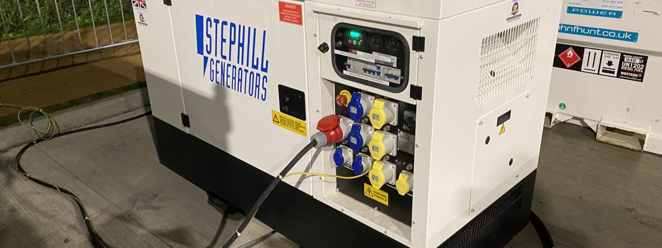 Generator powered up on site at night