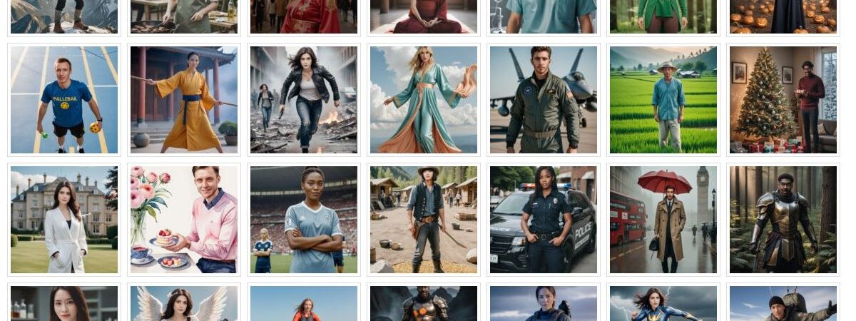 Preset template grid of generated scenes