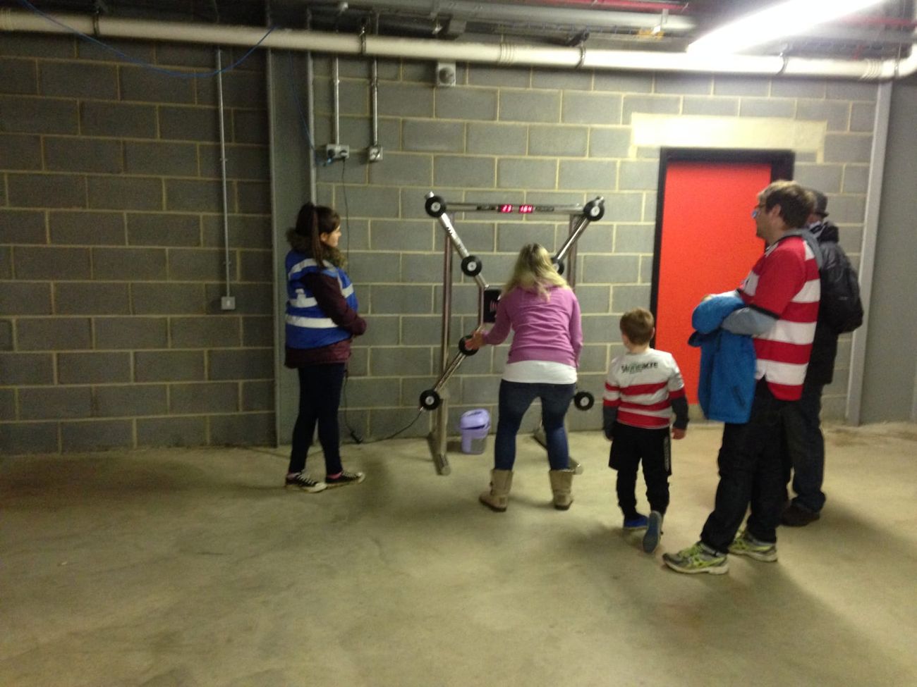 Family event in a stadium concourse
