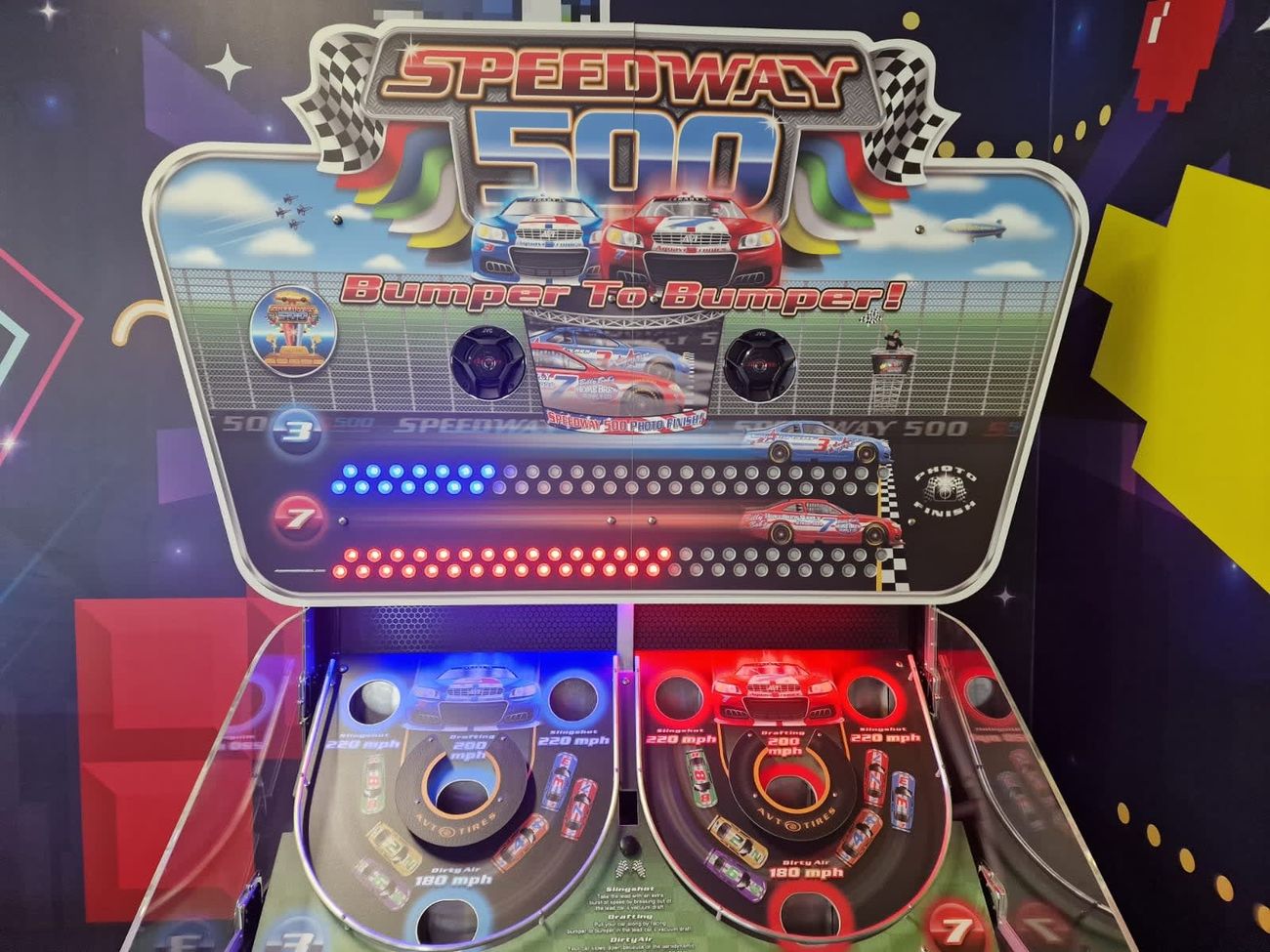 Speedway 500 bounce-a-ball game with lit LED race track and themed graphics