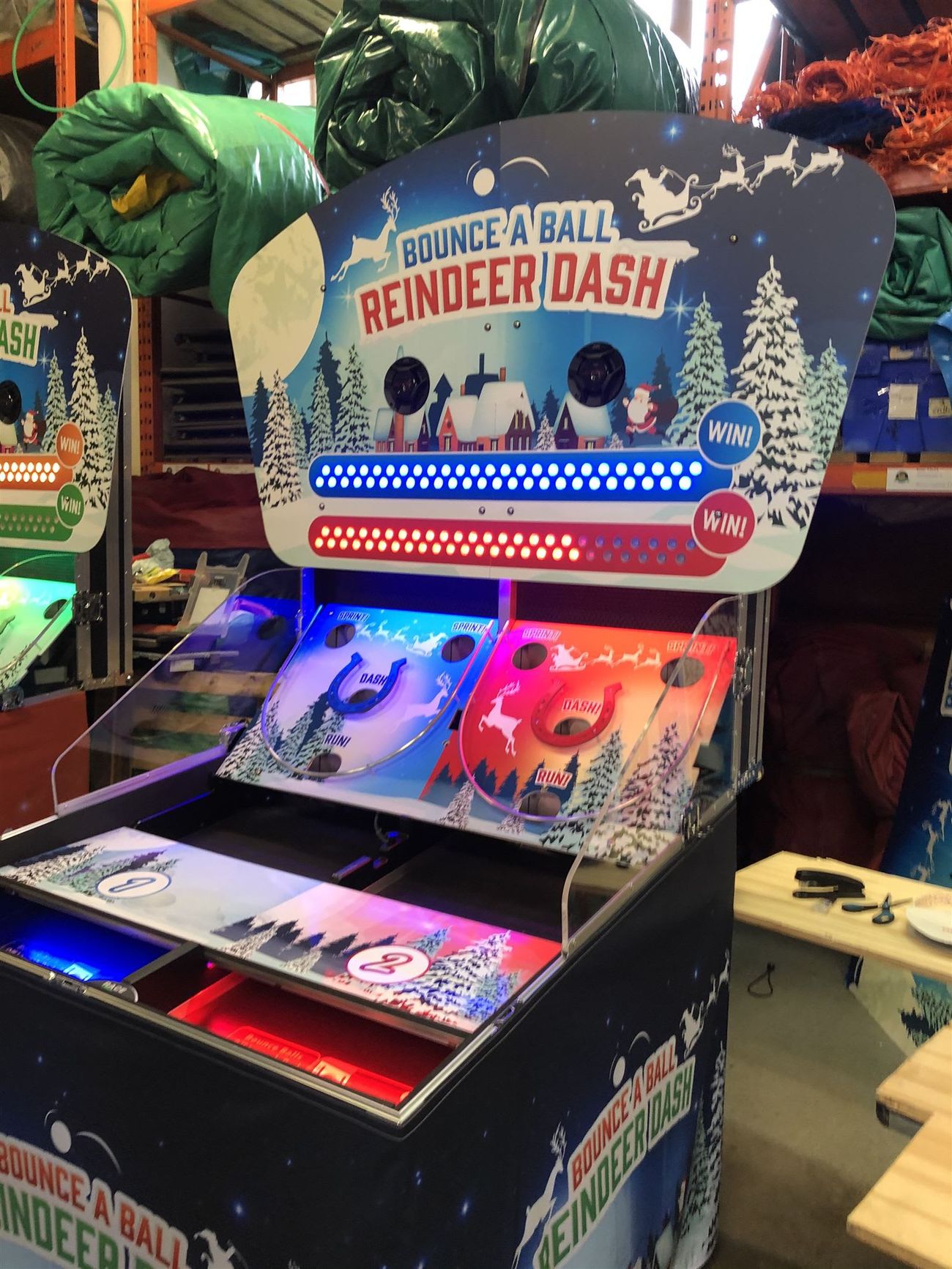 Two-player setup with illuminated scoring lanes
