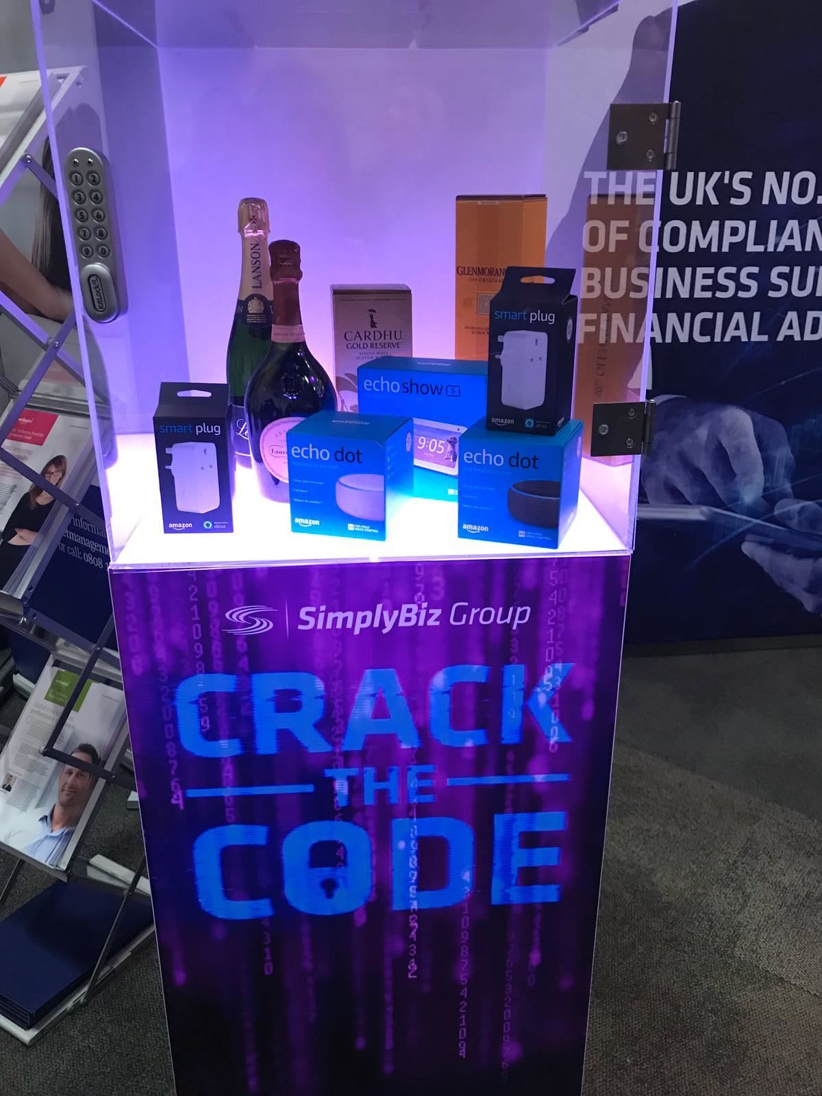 Safe stocked with champagne, whisky and Amazon tech prizes