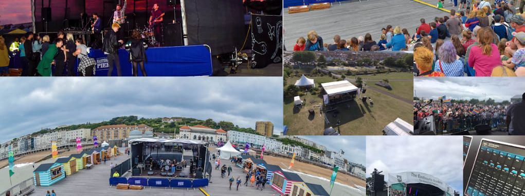 Collage of stage setups across multiple events
