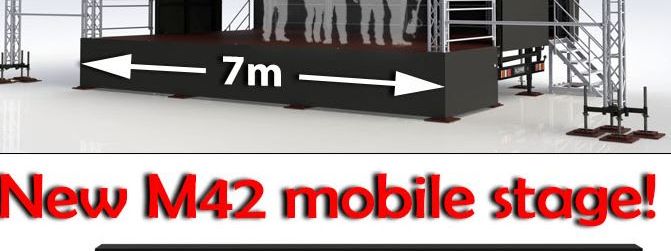 New M42 mobile stage product render with dimensions