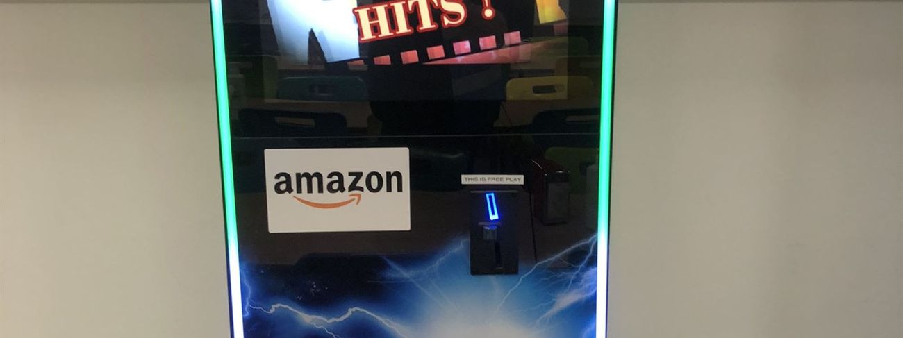 Jukebox with Amazon branding and Peavey speaker