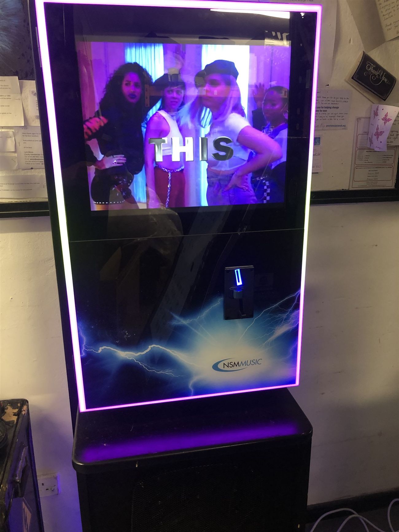 Music video playing on jukebox screen