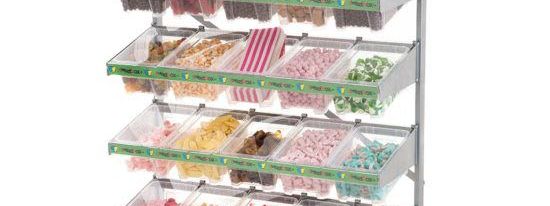 Standard Sweetbox UK branded stand with 20 sweet trays