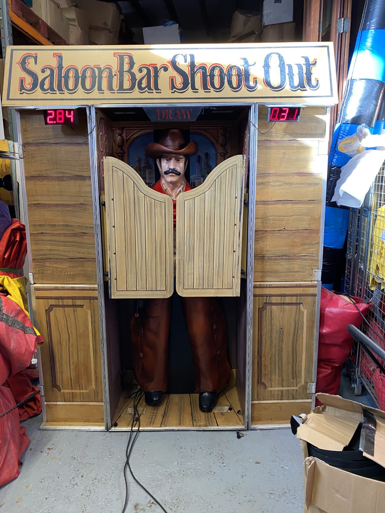 Front view with branded sign and reaction timers