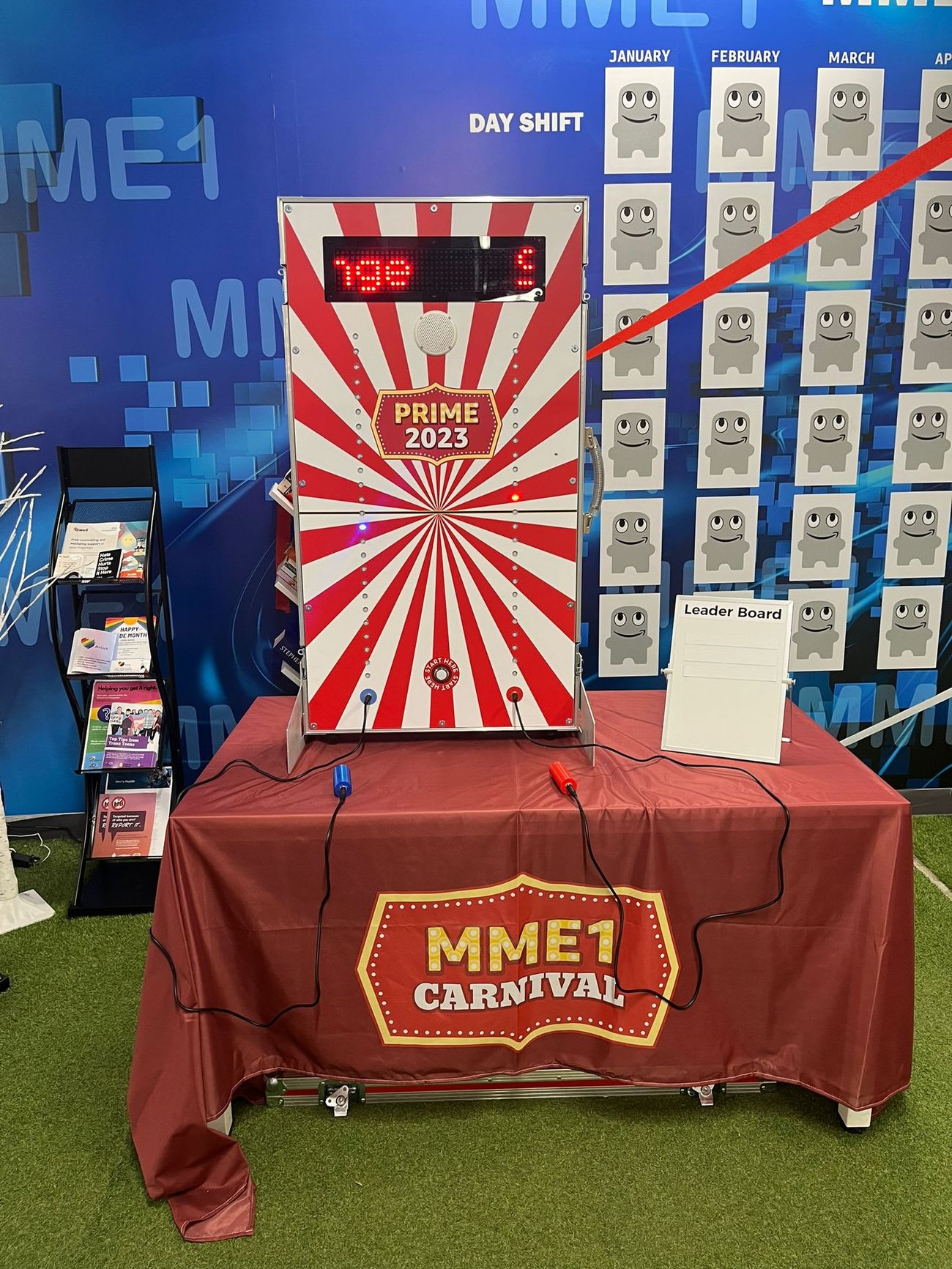 Spot On reaction game with a leaderboard at an MME1 Carnival stand