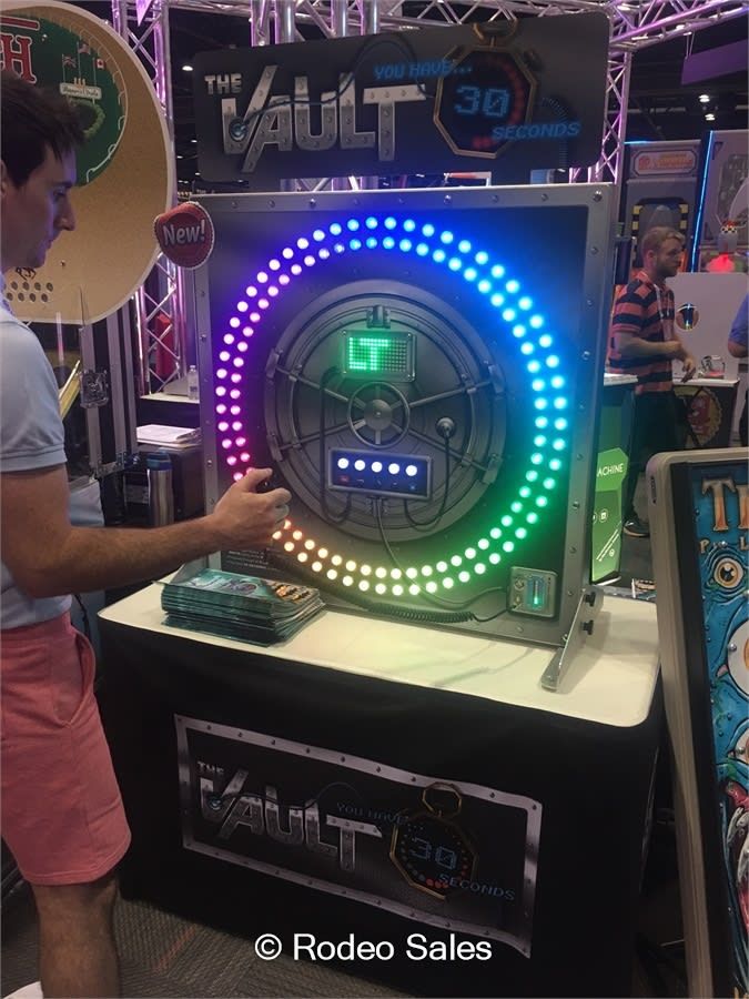 Player in action at an exhibition booth